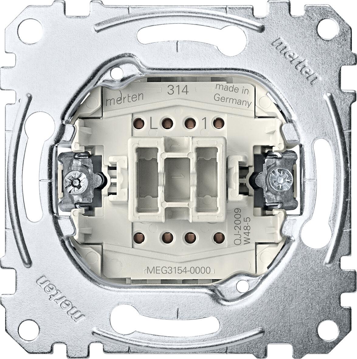 Merten MEG3154-0000 Taster-Einsatz mit separatem Meldekontakt, Schließer 1‐polig, 10 A, AC 250 V, Steckklemmen