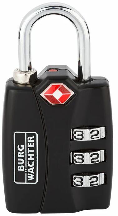 Burg Wächter TSA 78 30 SB Zahlen-Vorhängeschloss, Zinkdruckguss, schwarz (32991)