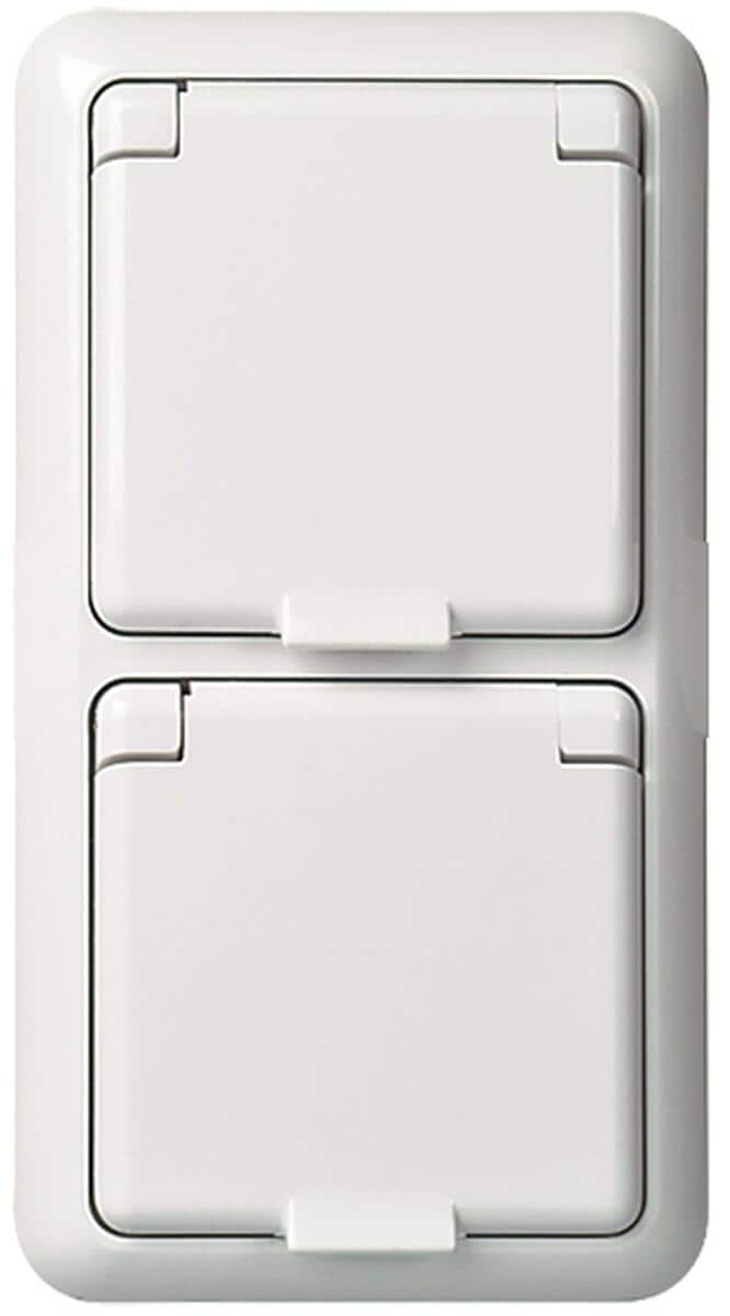 Elso 235414 Steckdose 2-fach komplett 16A, Fashion IP44 Schraubklemme, reinweiß