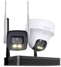 HiLook IKS-2044BTH-PH/W EasyLink WLAN Kit 4 MP Bullet + PT Turret Überwachungskameras, Komplettset, 2-Wege-Audio, 24/7 Aufzeichnungen (42083)