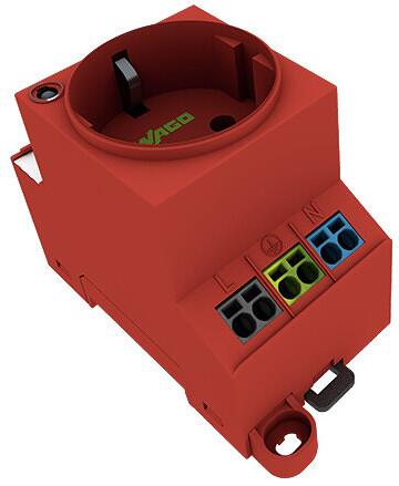 Wago 709-583 Schaltschrank-Steckdose zur Tragschienen- und Schraubmontage, für Stecker Typ F, CEE 7/4, LED-Statusanzeige, rot