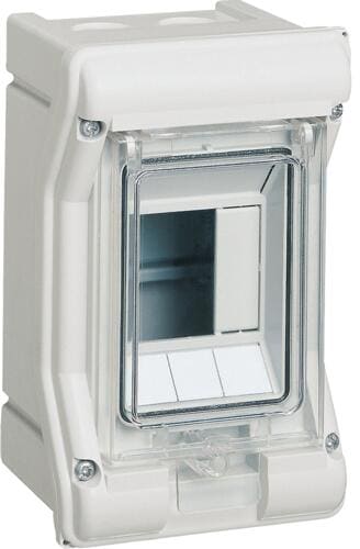 Hager VE103PN Vector Kleinverteiler, Aufputz, 1-reihig, IP65, 3PLE, UV-stabil, mit metrischer Leitungseinführung, grau