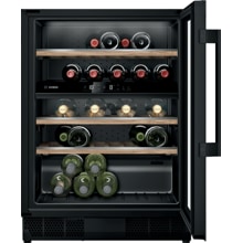 Bosch KUW21AHG0 Weinkühlschrank mit Glastür, 120 L, 60cm breit, zwei Temperaturzonen, LED-Beleuchtung, schwarz
