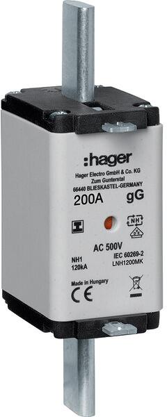 Hager LNH1200MK NH-Sicherungseinsatz, NH1C, gG, 500V, 200A, Kombimelder, mit isolierter Grifflasche