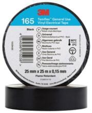 3M Temflex 165BK8E Isolierband, 25mmx25m, schwarz (7100184820)