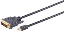 S-CONN Mini Displayportkabel 1.2/DVI D 24+1 Stecker, 1m, schwarz (10-55025)
