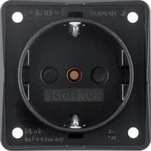 Berker 9419505 Steckdose SCHUKO, erhöhtem Berührungsschutz, Schraubklemmen, Integro Modul-Einsätze, schwarz matt