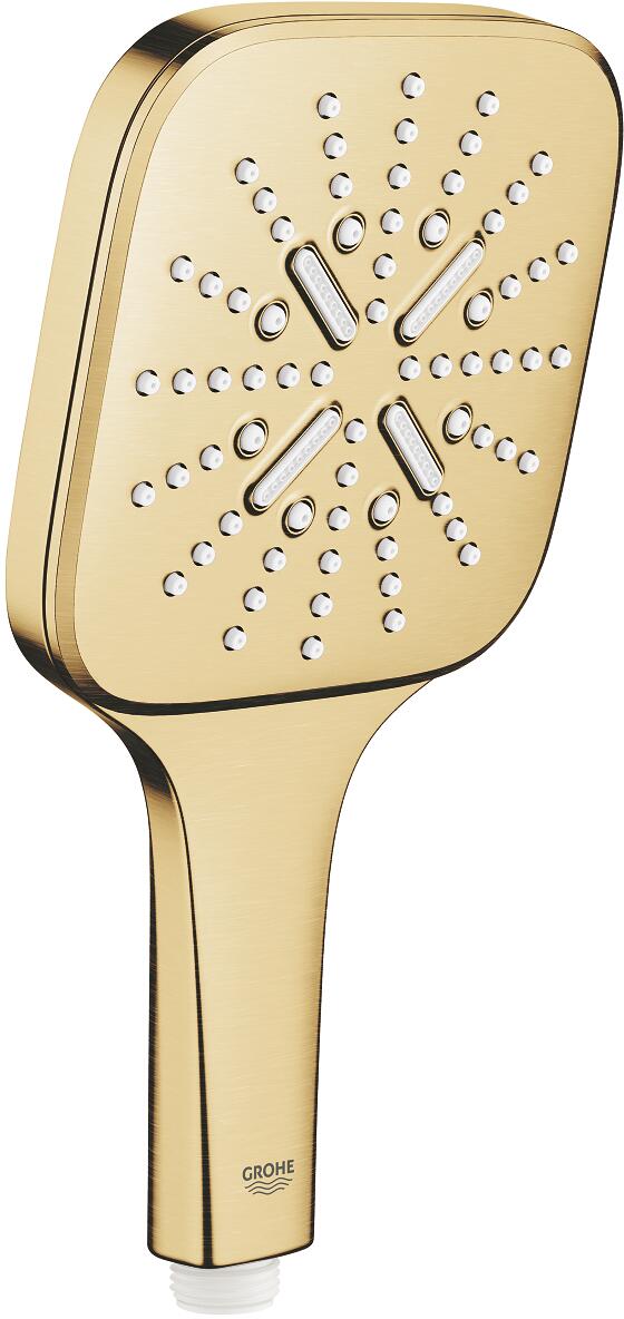 GROHE Rainshower Smartactive 130 Cube Handbrause, 3 Strahlarten, EcoJoy, cool sunrise gebürstet (26582GN0)