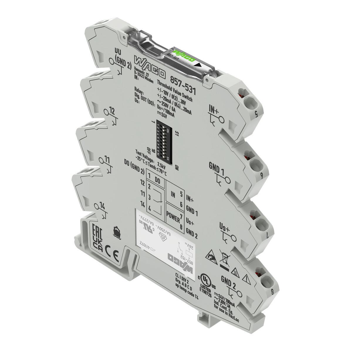 Wago 857-531 Grenzwertschalter, 1 Wechsler, 24VDC, 6mm Baubreite, 2,5mm²