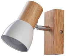 Brumberg ELTASSO Decken-Anbauleuchte, für E14-LED-Retrofit-Lampen, mit Holzgehäuse und Metallschirm, holz hell / weiß matt 