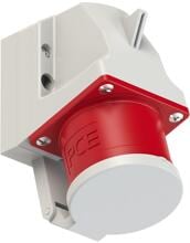 PCE CEE-Wandgerätestecker, 32A, 5p, 6h, IP44, Deckel, rot (525-6d)