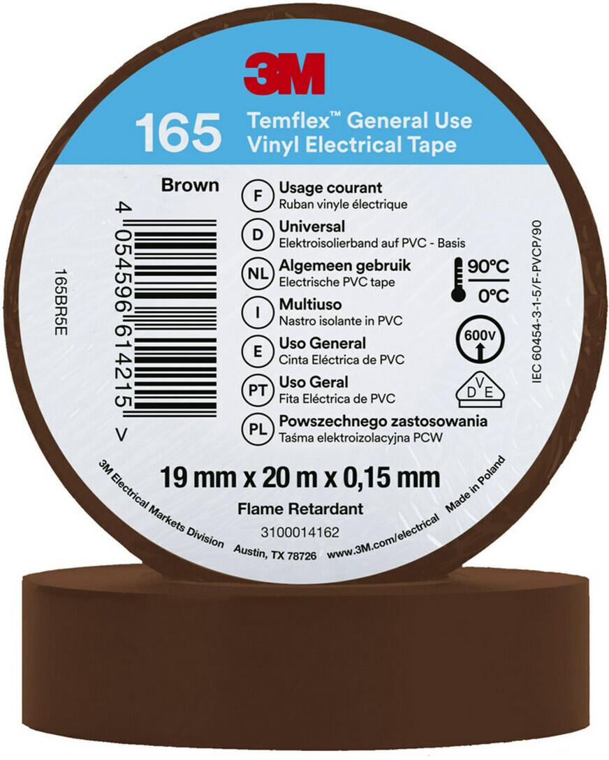 3M Temflex 165 Isolierband, 19mmx20m, braun, 100 Stück (7100184802)