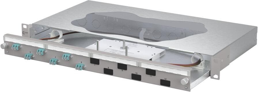 METZ CONNECT OpDAT slide2 Patchfeld splice 6xLC-D OM3, grau ( 1504657706-F )