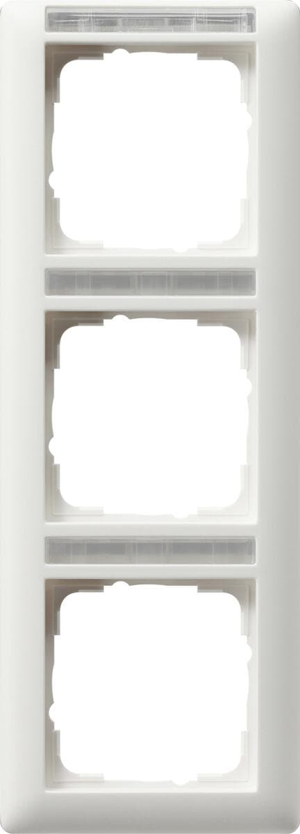 Gira 110327 Abdeckrahmen 3fach, bruchsicher, beschriftbar, sprühnebeldicht, senkrecht, Reinweiß Seidenmatt, System 55 Standard