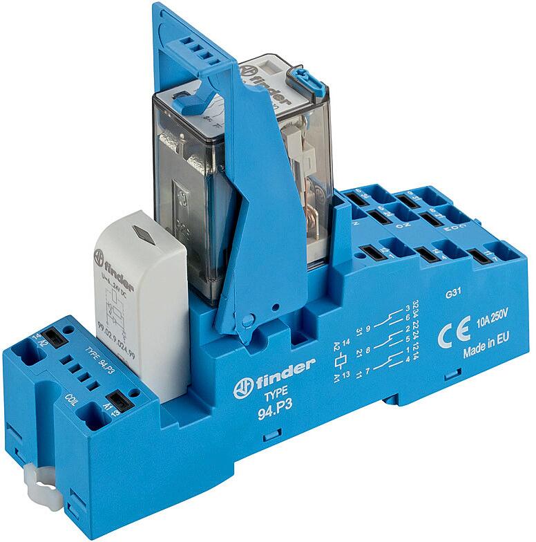 Finder 58.P3.9.024.0050 Koppelrelais, 3 Wechsler, 10A/250V AC (58P390240050), 10 Stck.