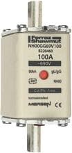 Mersen NH00GG69V100 Sicherungseinsatz gG NH00, 100A, Doppelkennmelder, spannungsführende Grifflaschen (B228460)