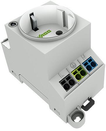 Wago 709-581 Schaltschrank-Steckdose zur Tragschienen- und Schraubmontage, für Stecker Typ F, CEE 7/4, LED-Statusanzeige, grau