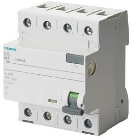Siemens 5SV3342-6KL FI-Schutzschalter, 4-polig, Typ A, 25A, 30mA, 400V, N-links