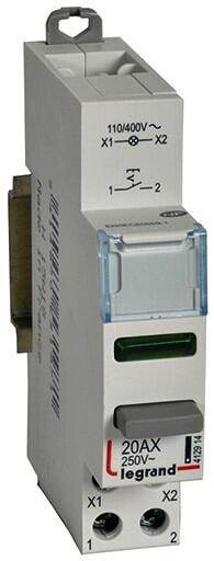 Legrand 412914 CX3 Druckschalter, 20A, 1 Schließer, Lichtsignal grün