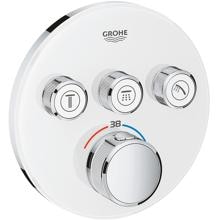 GROHE Grohtherm SmartControl Thermostat, mit 3 Absperrventilen, Fertigmontageset für Rapido SmartBox, Wandrosette rund, EcoJoy, moon white (29904LS0)