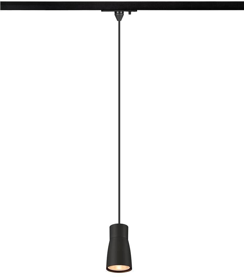SLV PURI 2.0 DOME Pendelleuchte für 1-Phasen-Hochvolt-Schienensystem, GU10, 1x max.6W, Pendellänge 200cm, schwarz/schwarz (1008262)