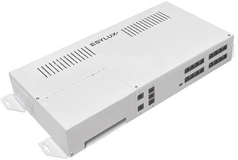Esylux Controller für die Lichtsteuerung von bis zu 8 ELC-Leuchten TW (ELC=ESYLUX Light Control), 230 V/50 Hz, vernetzbar, 2 Tastereingänge, KNX (EC10