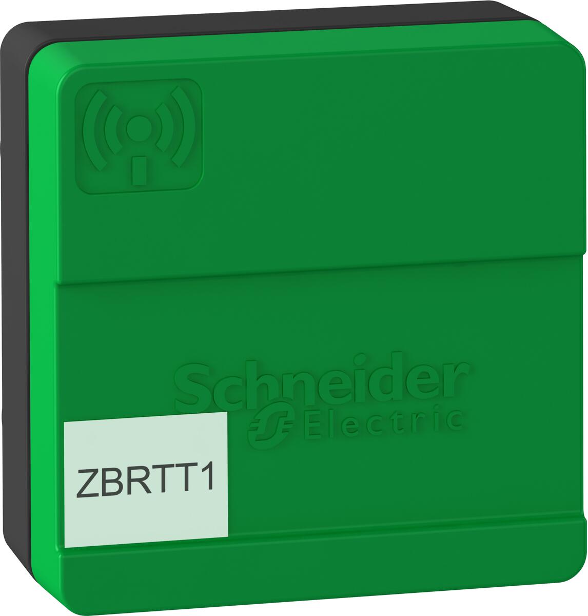 Schneider Electric ZBRTT1 Funk Temperatur- und Feuchtigkeitssensor, Harmony Hub, kabellos, Magnet, 2,4 GHz, schwarz, grün