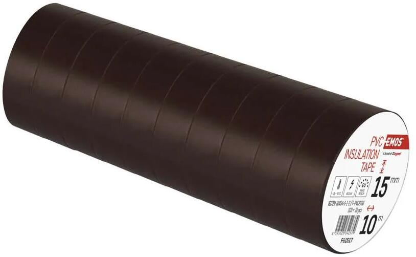 EMOS F61517 Isolierband, Breite 15mm, Länge 10m, PVC, braun (2001151070)