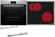 Bosch HND411VS63 A+ Herdset mit Elektrokochfeld, 60 cm breit, 71 L, Home Connect, inkl. Clip Auszug und Universalpfanne, Edelstahl