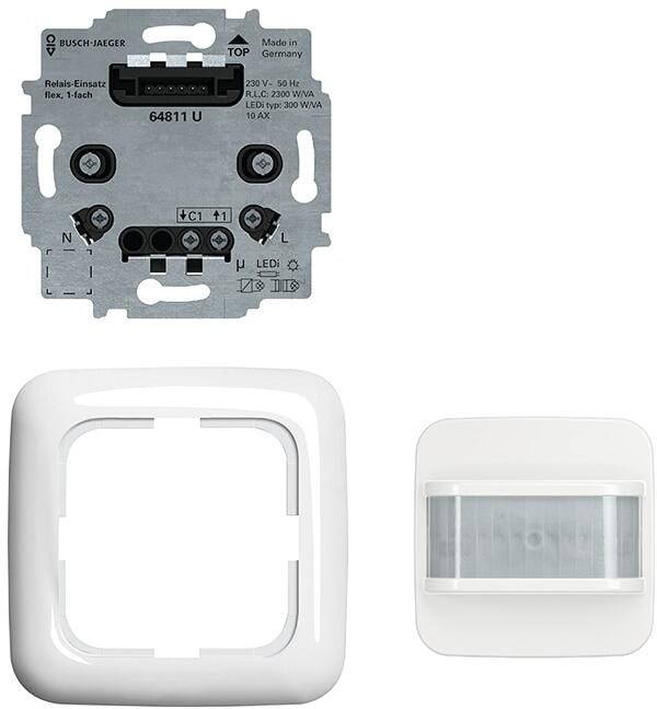 Busch Jaeger Busch-Wächter 180 flex, Wireless Komplettset mit Komfort Sensor Selectlinse und Relais-Einsatz, Alpinweiß (2CKA006200A0191)
