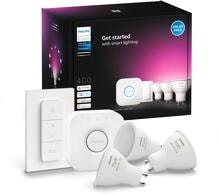 Philips Hue 400 Starter-Set: 3 smarte GU10-Spots + Dimmschalter, LED, GU10, 400lm, 4,2W, 4000K, weiß (929003666510)