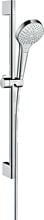 hansgrohe Croma Select S Duschset 110 Multi wassersparend mit Duschstange 65 cm, Messing, 9 l/min, 110 mm, Weiß/Chrom, (26561400)