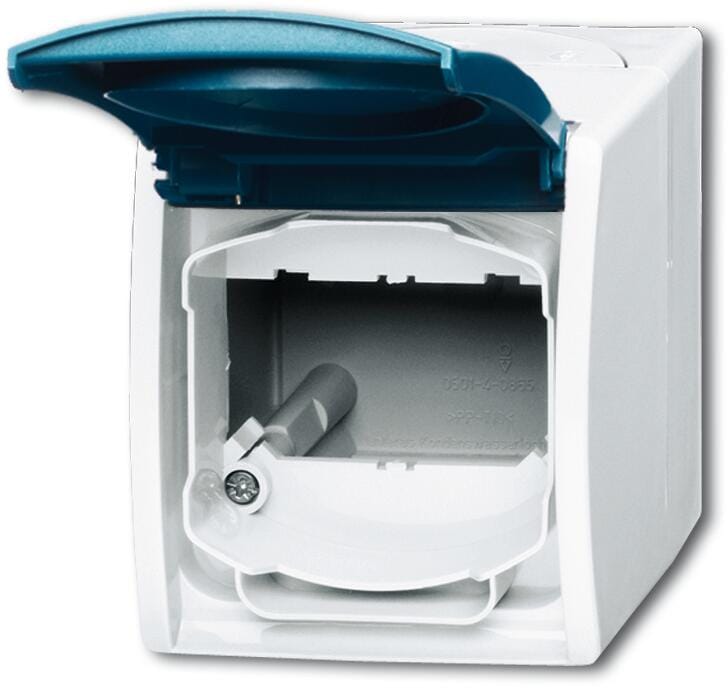 Busch-Jaeger 1758 WN-53 Gehäuse mit Beschriftungsfeld, Grau/Blaugrün, ocean (IP 44) (2CKA001724A2751)