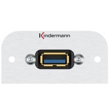 Kindermann Konnect 54 alu Anschlussblende USB 3.0 Typ A Buchse / Buchse, 54 x 54 mm (7441000529)