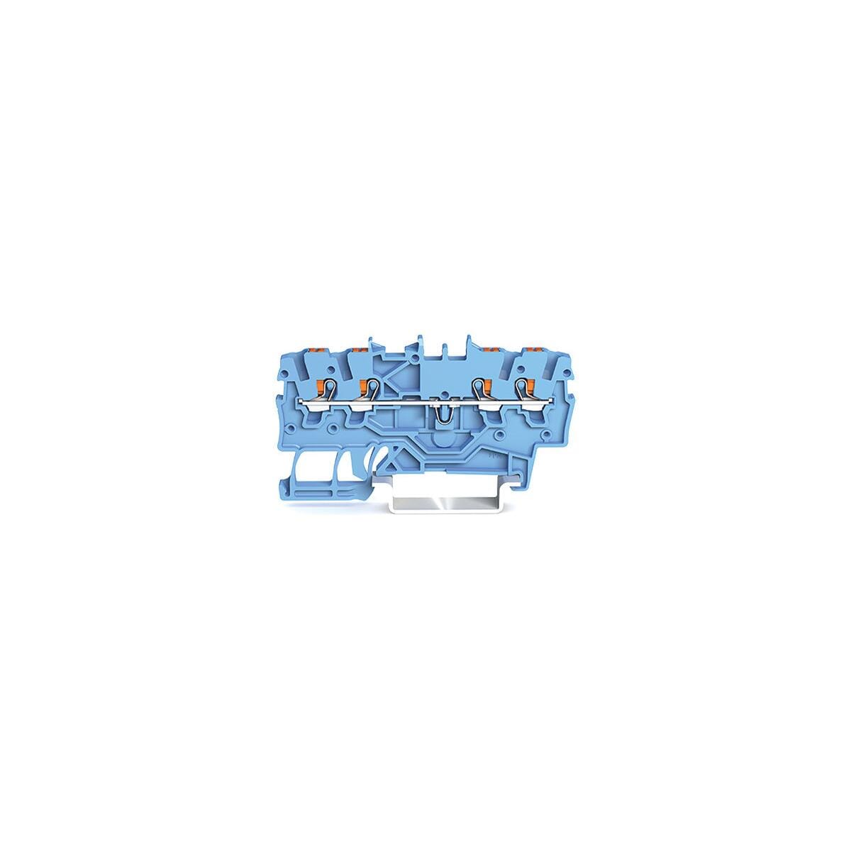 Wago 2200-1404 4-Leiter-Durchgangsklemme mit Drücker, 1mm², Push-in Cage Clamp, blau