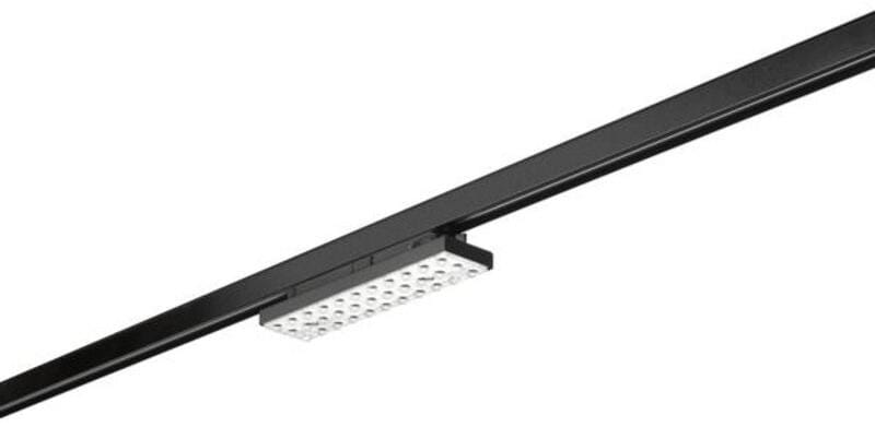 Brumberg BALI MINI LED-Schienenstrahler, drehbar, doppel-asymmetrisch-breitstrahlend, quer: 83° & längs: 96°, 20W, 3000K, 2600lm, DALI, schwarz strukt