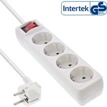 InLine® Steckdosenleiste, 4-fach Schutzkontakt, mit Schalter, 1,5m, weiß (16441G)