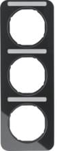 Berker 10132125 Rahmen, 3fach, senkrecht, mit Beschriftungsfeld, R.1, schwarz glänzend
