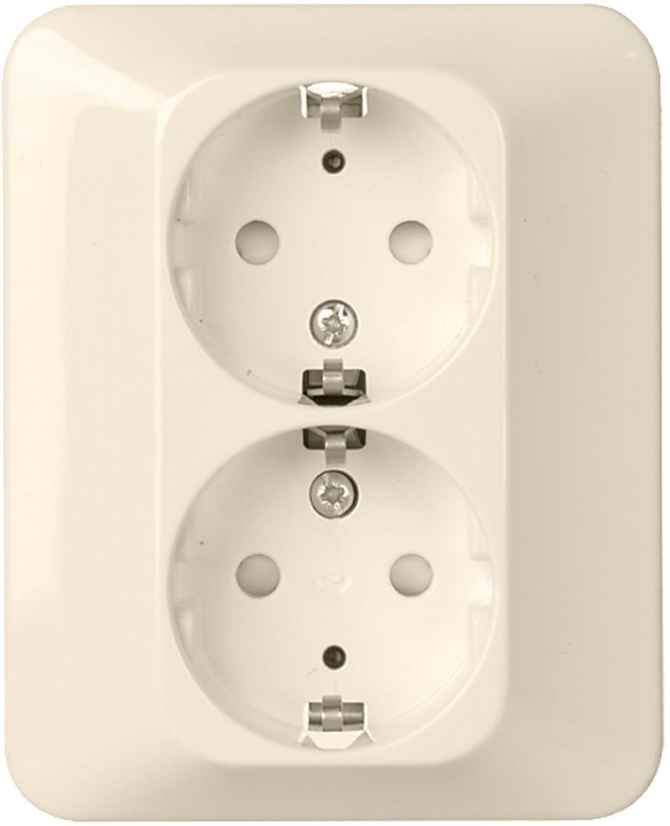Elso 245454 Steckdose 2-fach Berührungsschutz 16A, Renovierung komplett Steckklemme, reinweiß