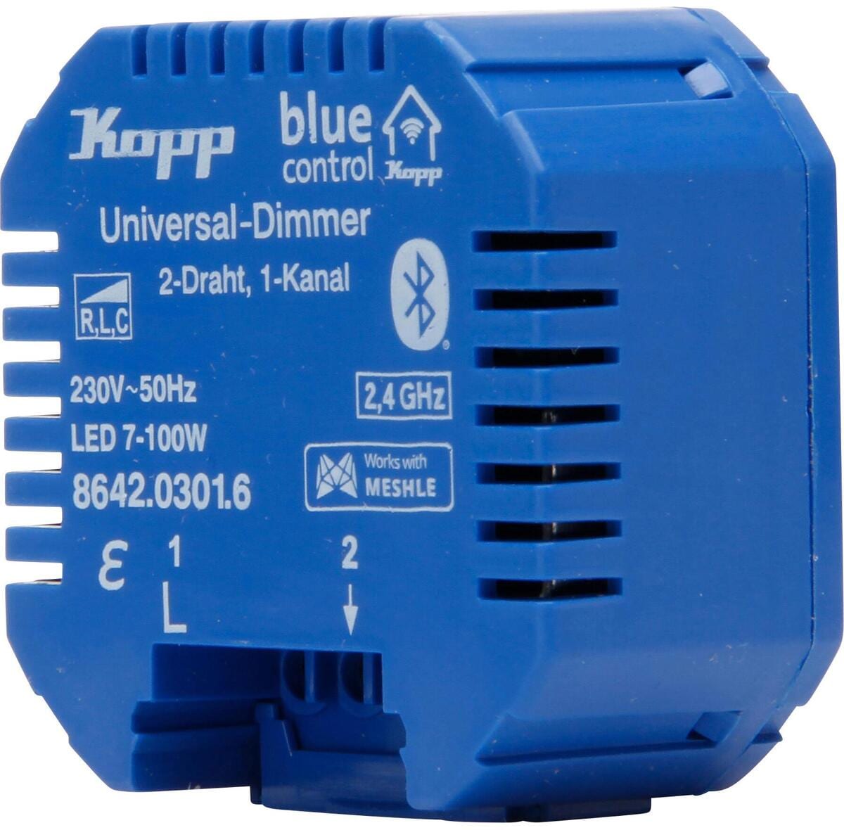 Kopp 864203016 Dimmer 1-Kanal, 2-Draht, mit Bluetooth Mesh-Technologie, Blue-control Universal Dimmaktor, blau