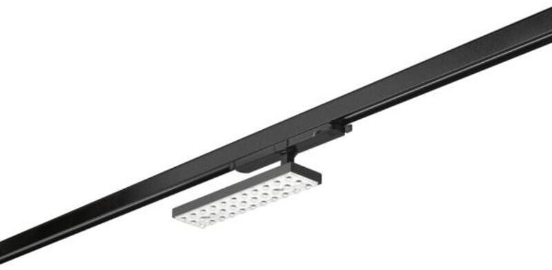 Brumberg BALI MINI-S LED-Schienenstrahler, dreh-/schwenkbar, doppelt asymmetrisch, quer: 25° & längs: 25°, 20W, 3000K, 2600lm, DALI, schwarz struktur