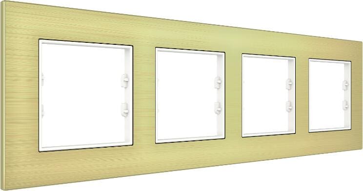 Interra 4-Fach Rahmen, aus natürlichem Aluminium, Gold (ITR704-0106)