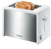 Cloer 3211 Toaster, 2 Scheiben, 825W, Brötchenaufsatz, weiß