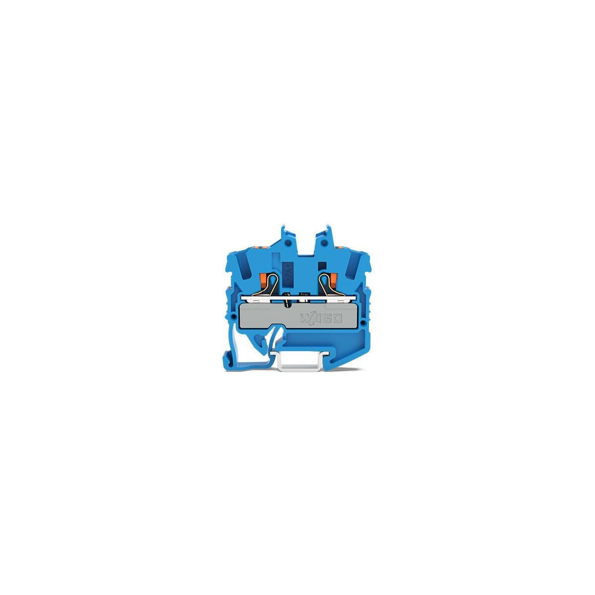 Wago 2252-1204 2-Leiter-Mini-Durchgangsklemme mit Drücker, 2,5mm², Push-in Cage Clamp, blau (100 Stück)