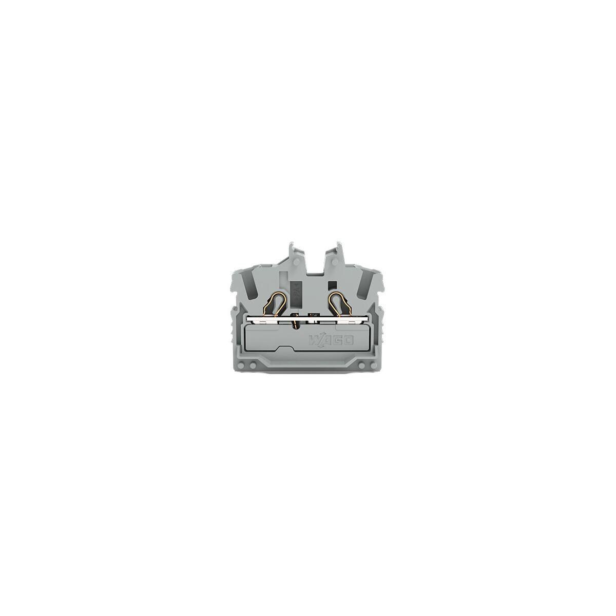 Wago 2052-321 2-Leiter-Mini-Durchgangsklemme mit Betätigungsöffnung, 2,5mm², Push-in Cage Clamp, grau