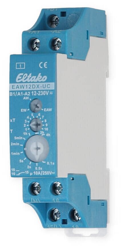 Eltako EAW12DX-UC Analog einstellbares Zeitrelais, potenzialfrei, Einschalt-/Ausschaltwischrelais, 230V