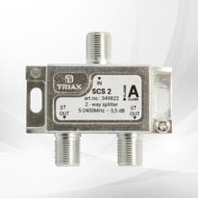 Triax 2-Wege-Splitter 5–2400 MHz, durch Stromausgänge zum Eingang, 2,4GHz DC (349822)