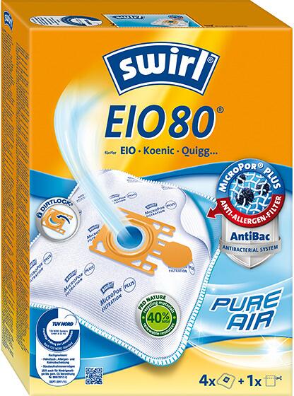 Swirl EIO 80 MicroPor Plus Staubsaugerbeutel für EIO, Koenic und Quigg Staubsauger, 4 Stck.