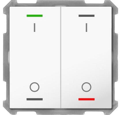 MDT BE-TAL63T2.B1 Taster Light 63 2-fach, Ausführung I/O Symbol, mit Temperatursensor, studioweiß glänzend
