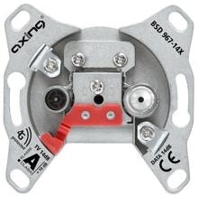 Axing Antennensteckdose 2-Port, CATV, DATA, Durchgangsdose 14 dB 5-1800 MHz, unterputz, silber (BSD 967-14X)